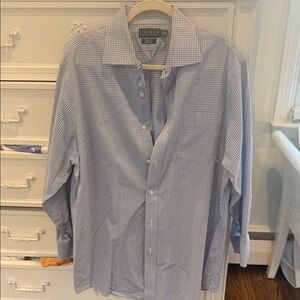 Lauren Ralph Lauren Light Blue Micro-Check Dress Shirt